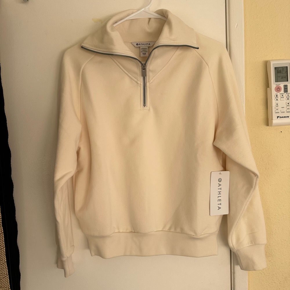 Athleta Off-White Men's Zip-Up Sweater